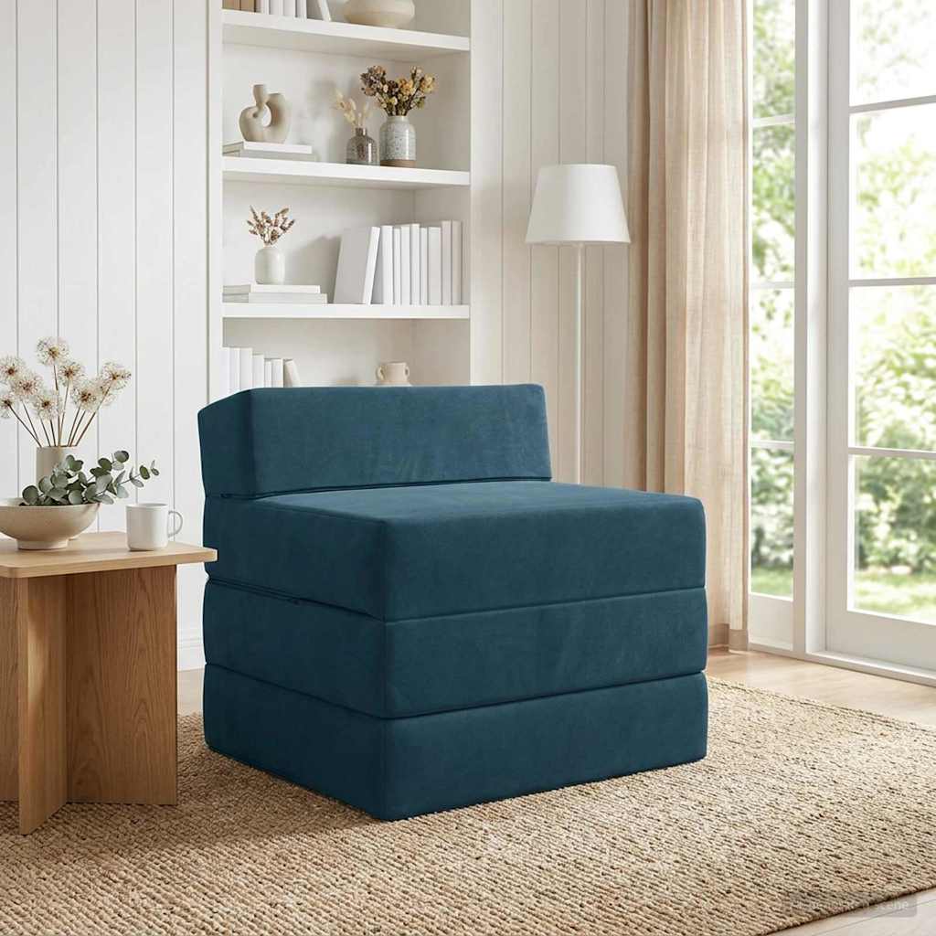 Vouwbare Bankbed Blauw 200 x 70 x 15 cm Fluweel