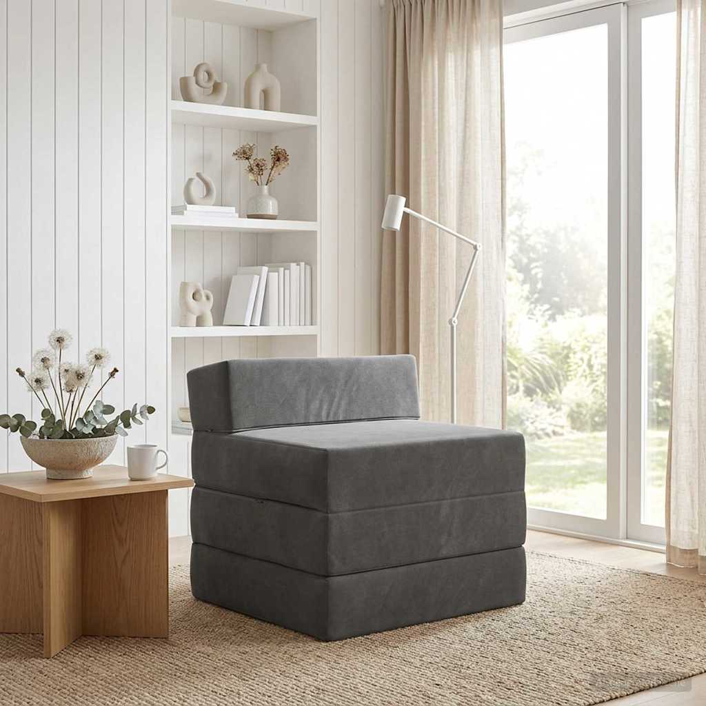 Vouwbare Bankbed Donkergrijs 200 x 70 x 15 cm Fluweel