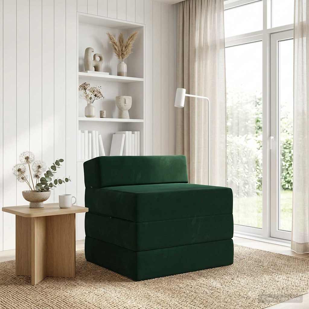 Vouwbare Bankbed Donkergroen 200 x 70 x 15 cm Fluweel