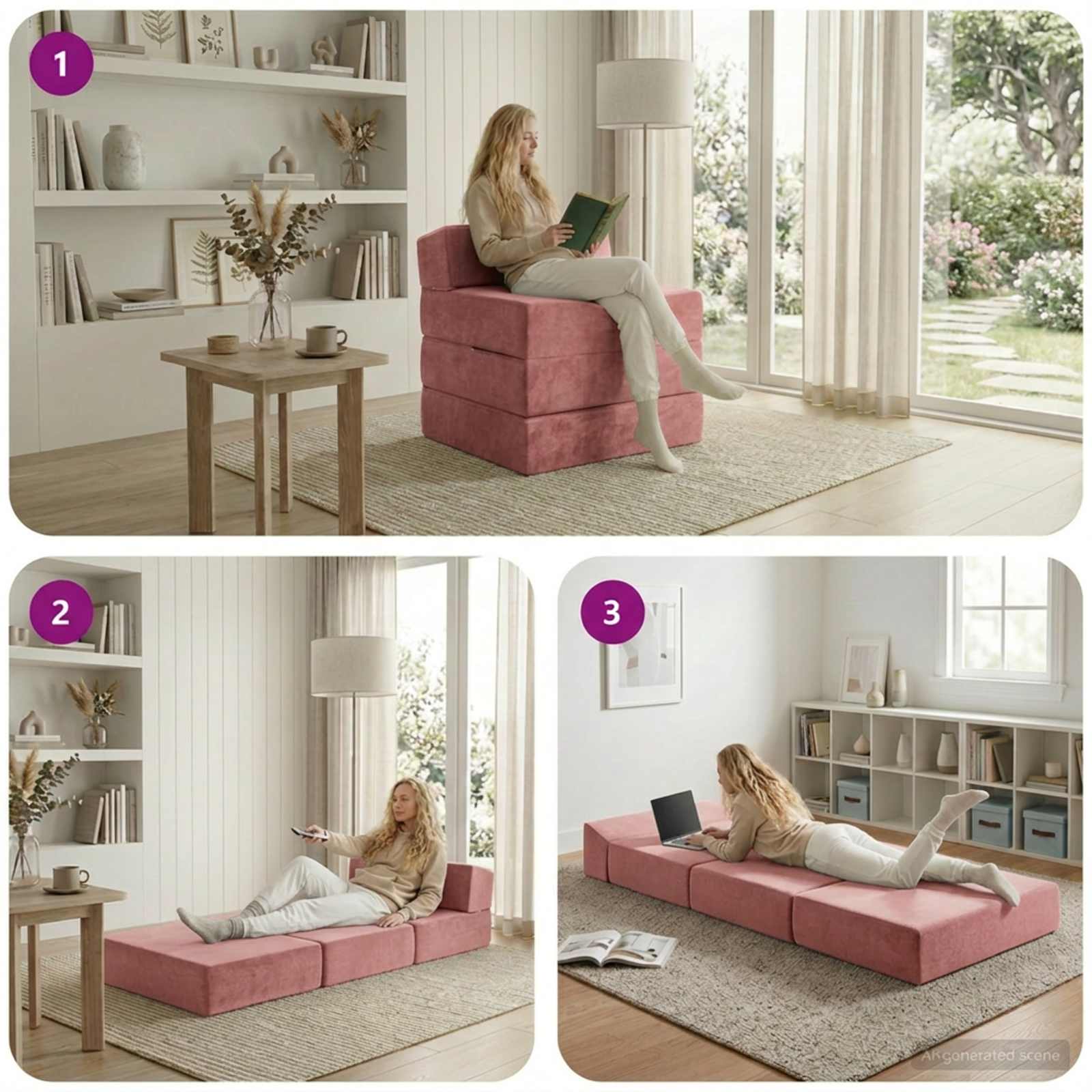 Vouwbare Bankbed Roze 200 x 70 x 15 cm Fluweel