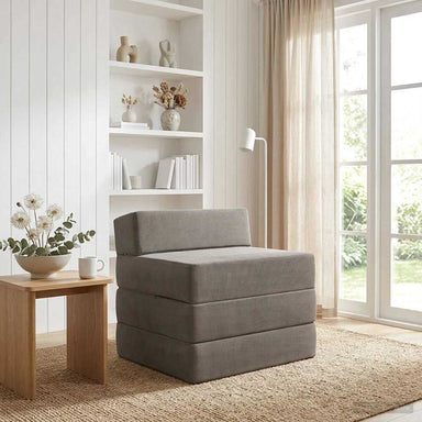 Vouwbare Bankbed Lichtgrijs 200 x 70 x 15 cm Katoen Stof