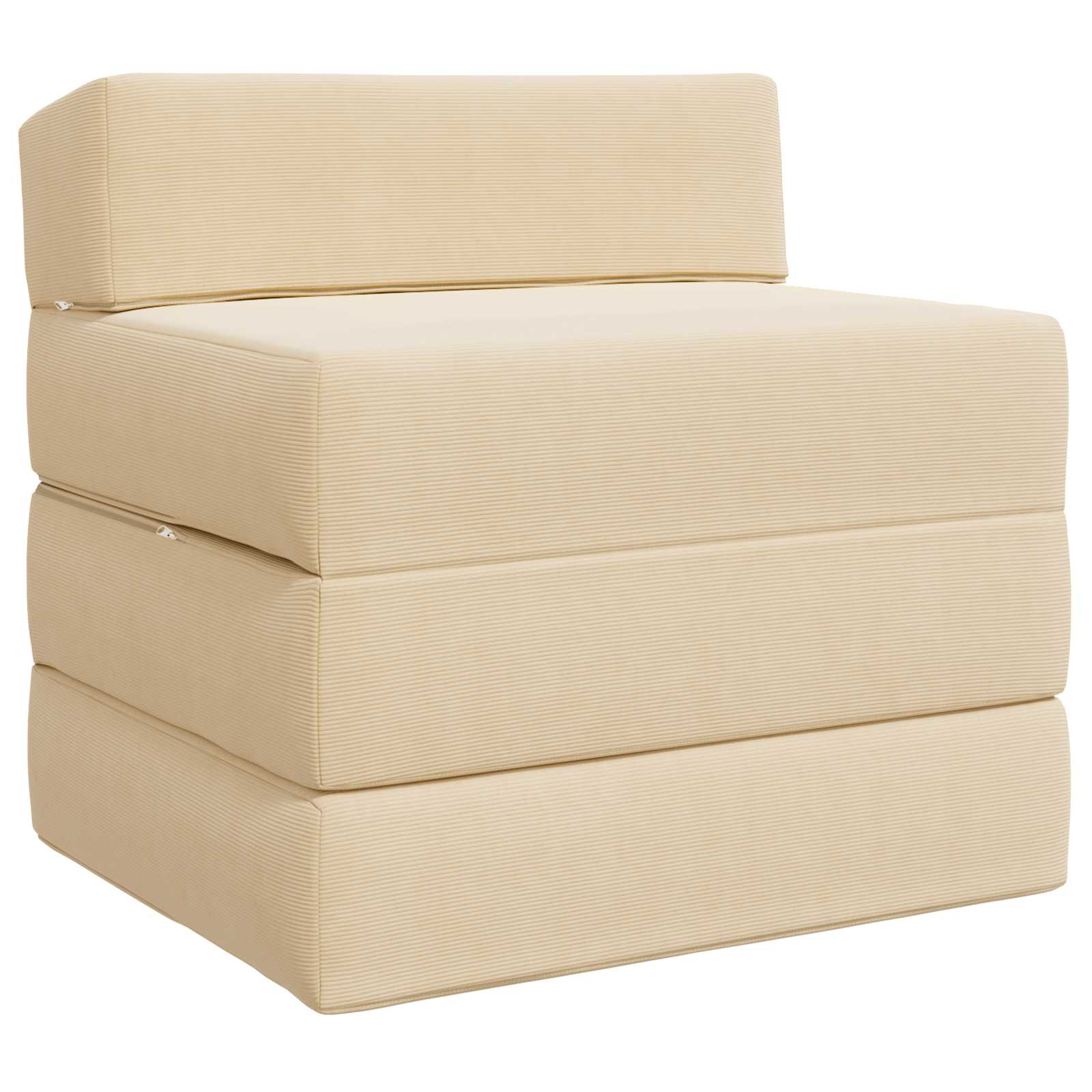 Vouwbare Bankbed Crèmekleurig 200 x 70 x 15 cm Katoen Stof