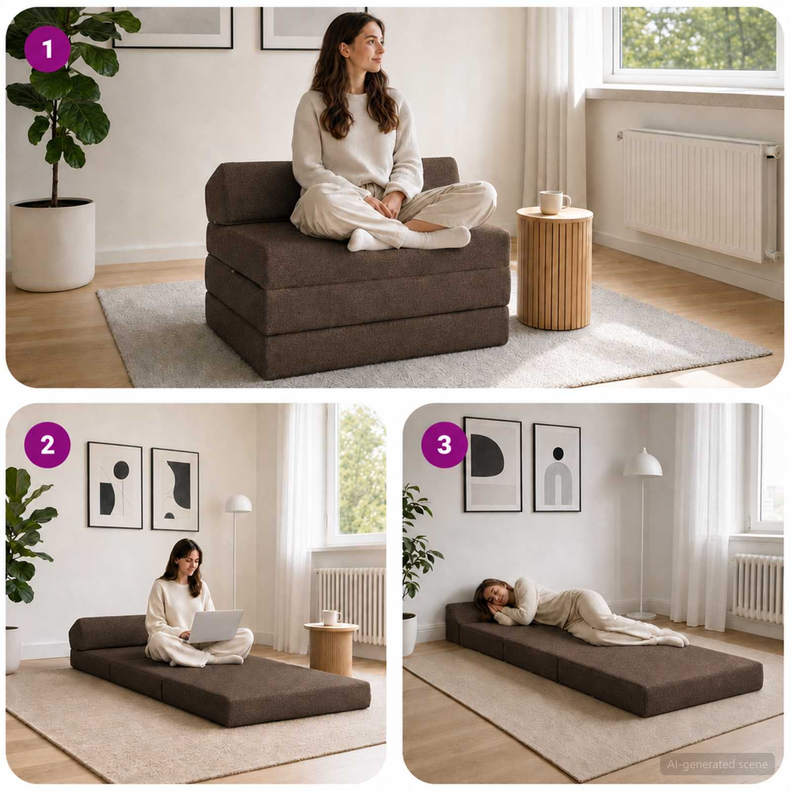 Vouwbare Bankbed Taupe 200 x 70 x 10 cm Stof