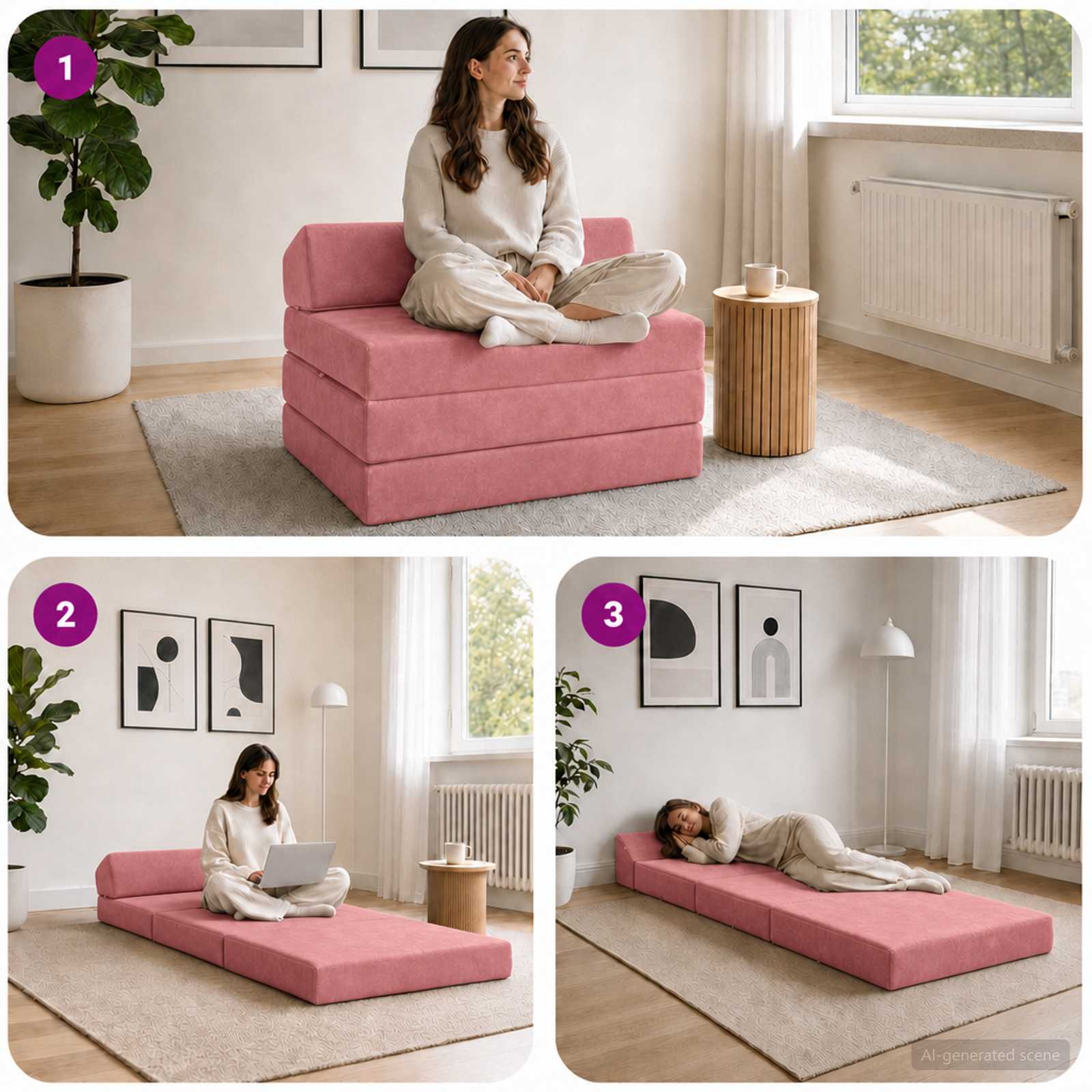 Vouwbare Bankbed Roze 200 x 70 x 10 cm Fluweel