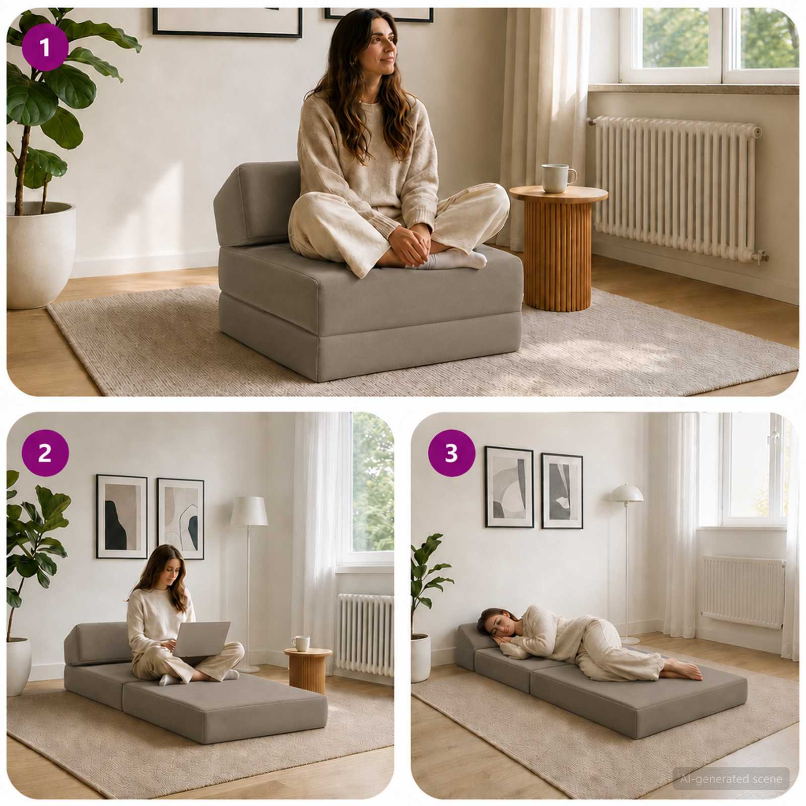 Vouwbare Bankbed Lichtgrijs 60 x 70 x 41 cm Stof