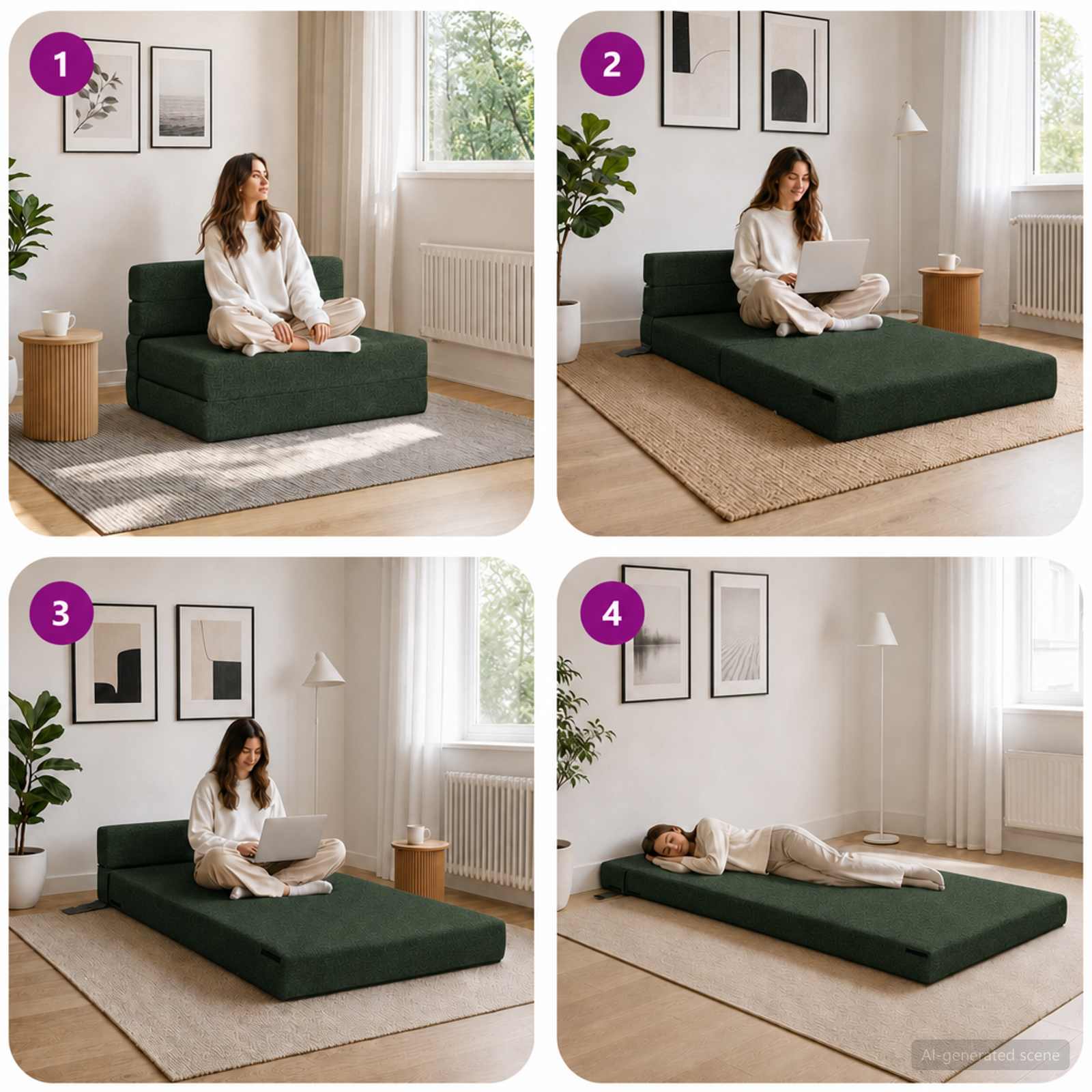 Vouwbare Bankbed Donkergroen 70 x 72 x 60 cm Stof
