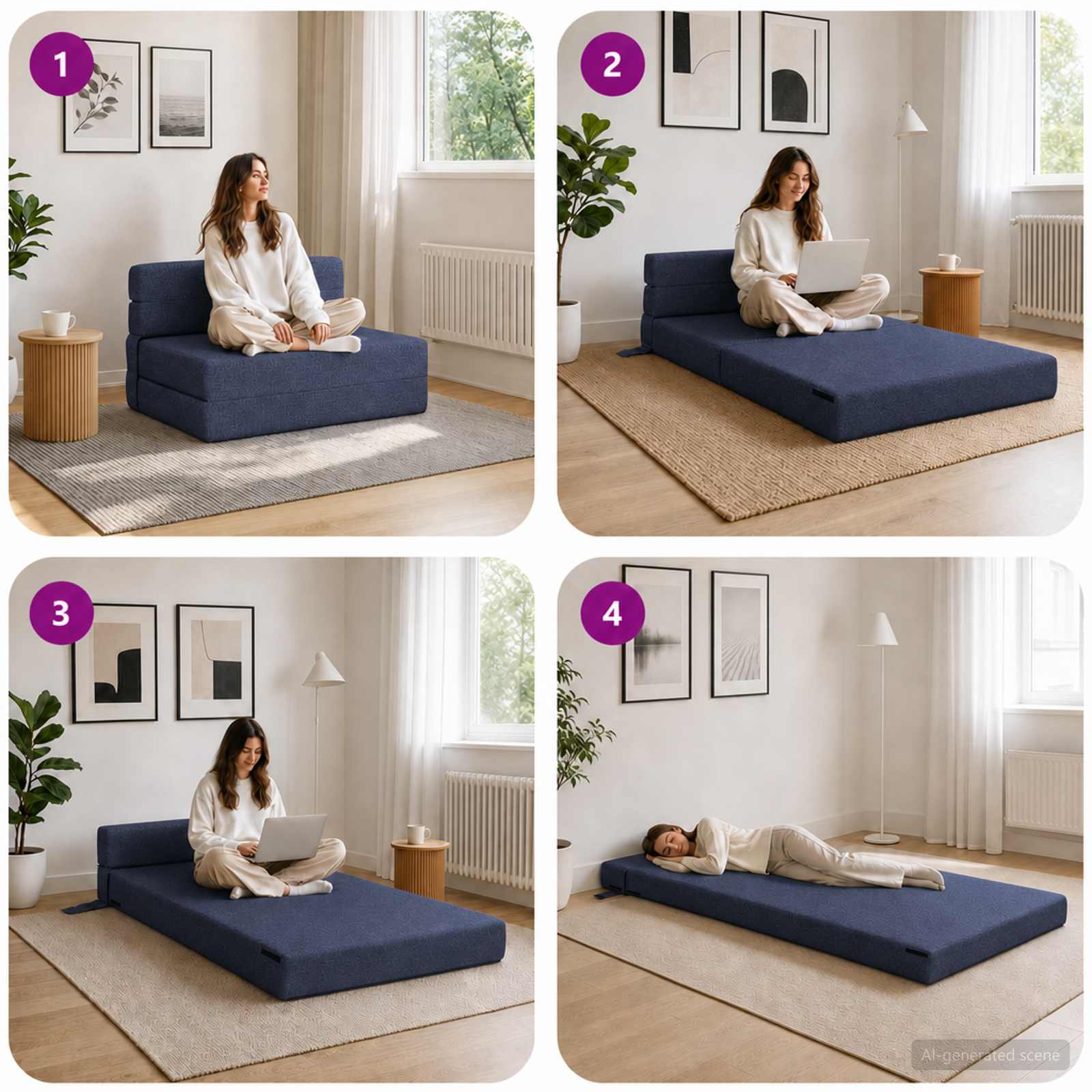 Vouwbare Bankbed Blauw 70 x 72 x 60 cm Stof
