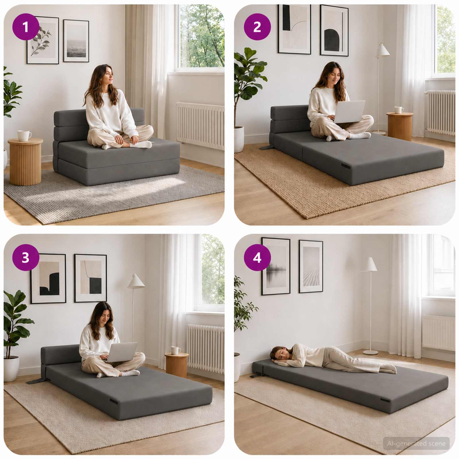 Vouwbare Bankbed Donkergrijs 70 x 72 x 60 cm Stof