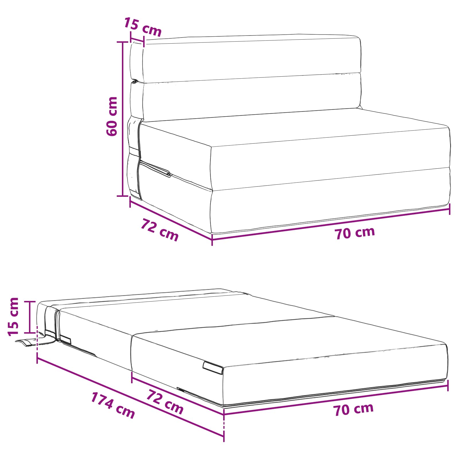 Vouwbare Bankbed Donkergroen 70 x 72 x 60 cm Stof
