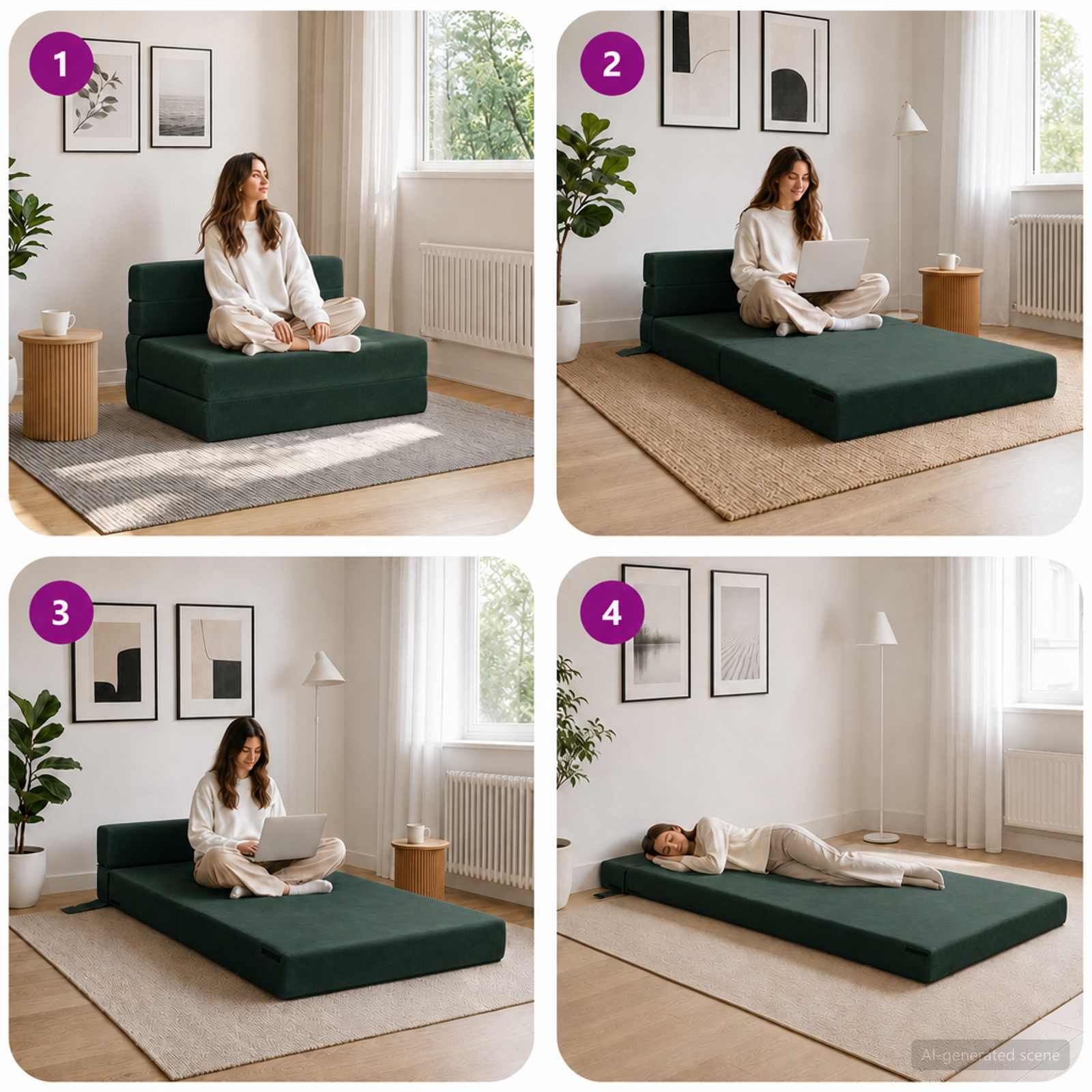 Vouwbare Bankbed Donkergroen 70 x 72 x 60 cm Stof