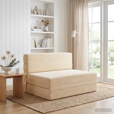 Vouwbare Bankbed Crèmekleurig 70 x 72 x 60 cm Stof