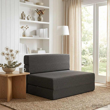Vouwbare Bankbed Donkergrijs 70 x 80 x 60 cm Stof