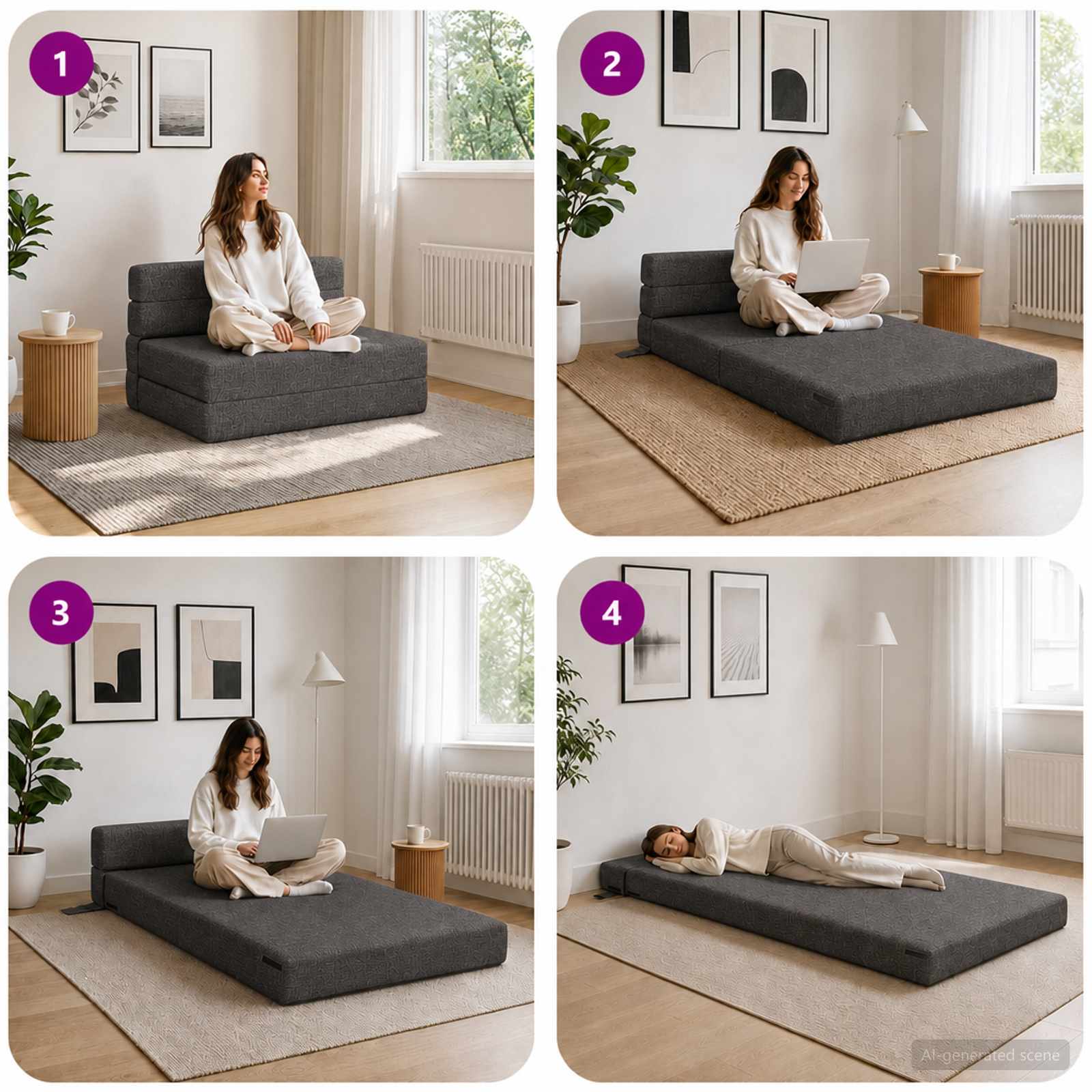 Vouwbare Bankbed Donkergrijs 70 x 80 x 60 cm Stof