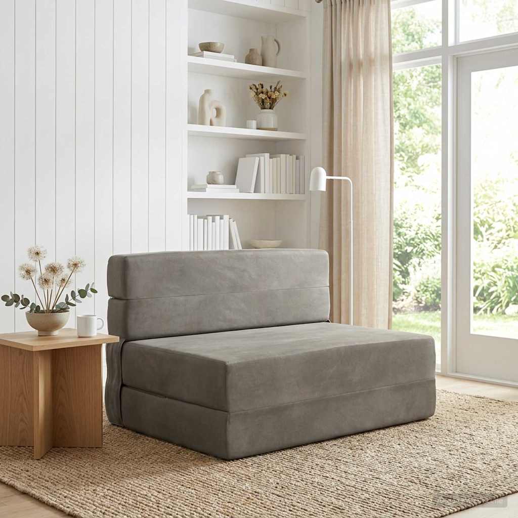Vouwbare Bankbed Lichtgrijs 100 x 80 x 60 cm Stof