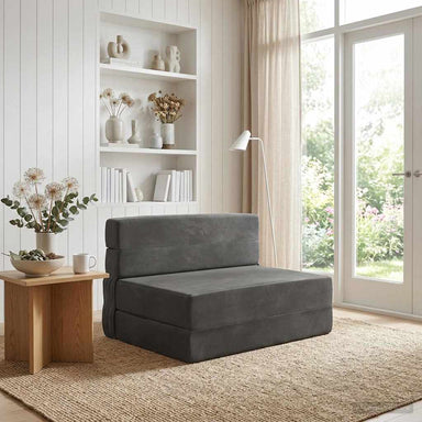 Vouwbare Bankbed Donkergrijs 100 x 80 x 60 cm Stof