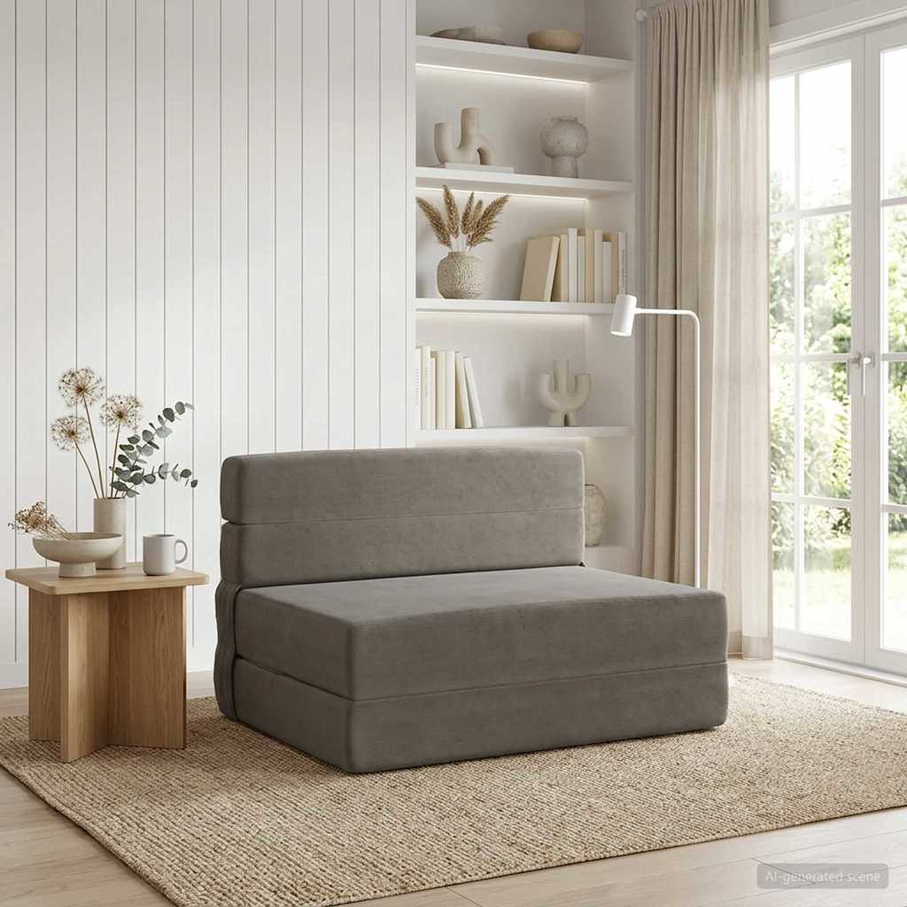 Vouwbare Bankbed Lichtgrijs 70 x 80 x 60 cm Stof