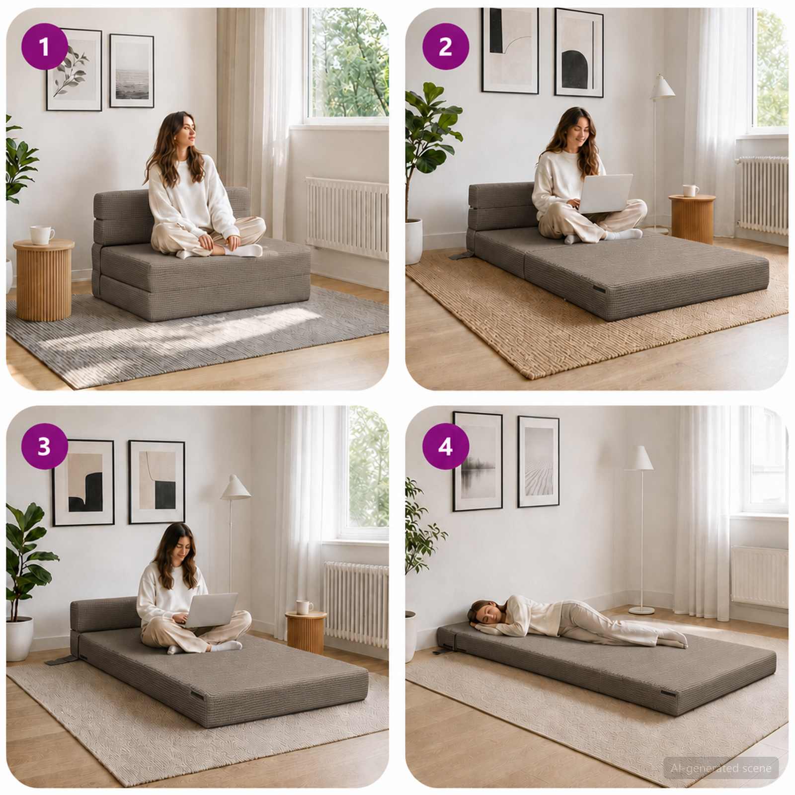 Vouwbare Bankbed Lichtgrijs 70 x 80 x 60 cm Stof
