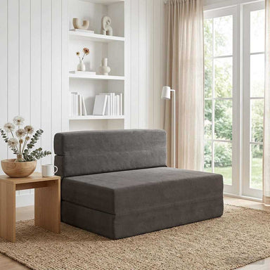 Vouwbare Bankbed Donkergrijs 100 x 80 x 60 cm Stof