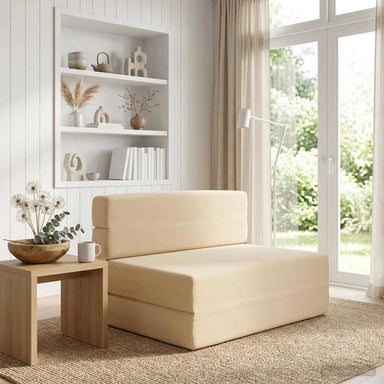 Vouwbare Bankbed Crèmekleurig 100 x 80 x 60 cm Stof
