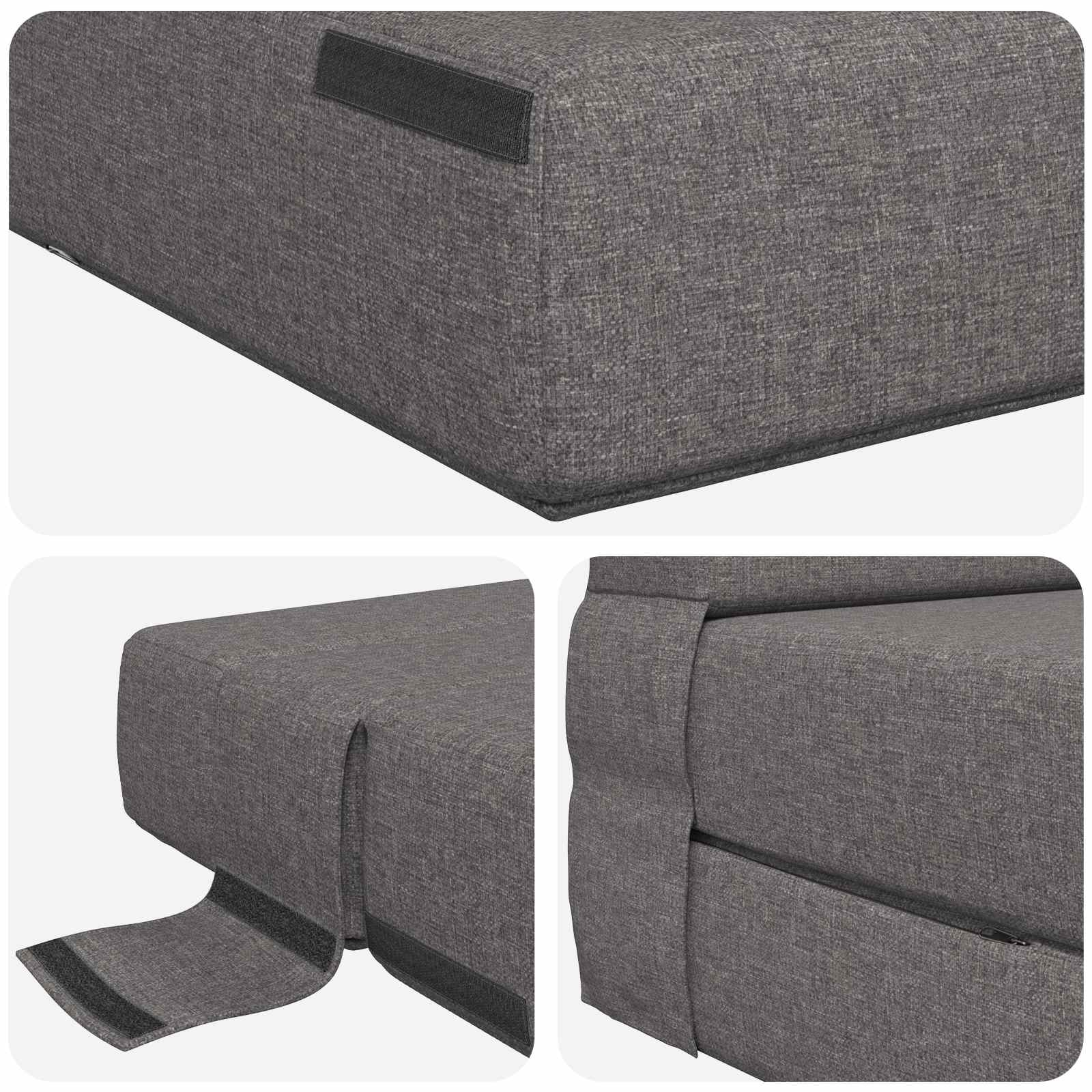 Vouwbare Bankbed Lichtgrijs 100 x 80 x 60 cm Stof