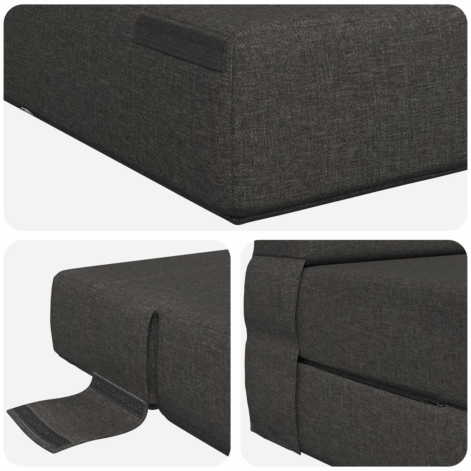Vouwbare Bankbed Donkergrijs 100 x 80 x 60 cm Stof
