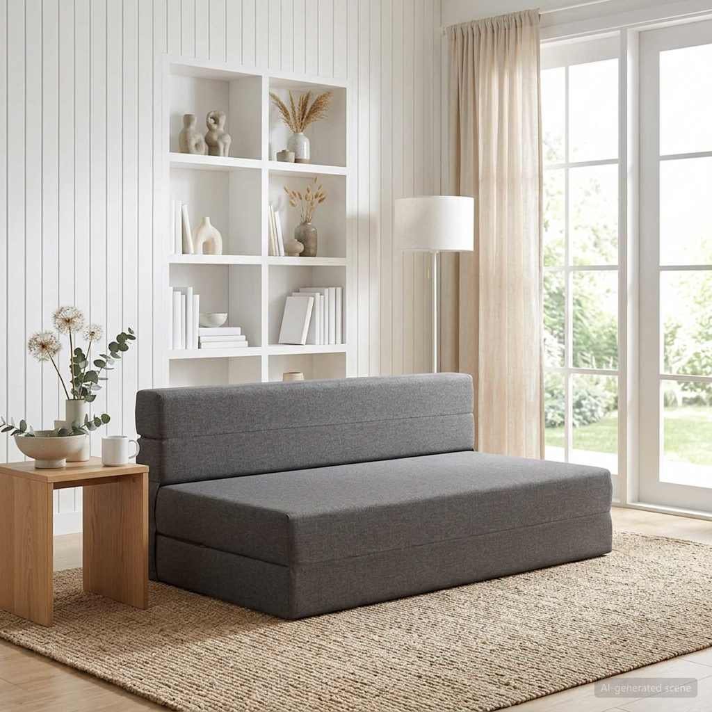 Vouwbare Bankbed Lichtgrijs 152 x 86,5 x 60 cm Stof