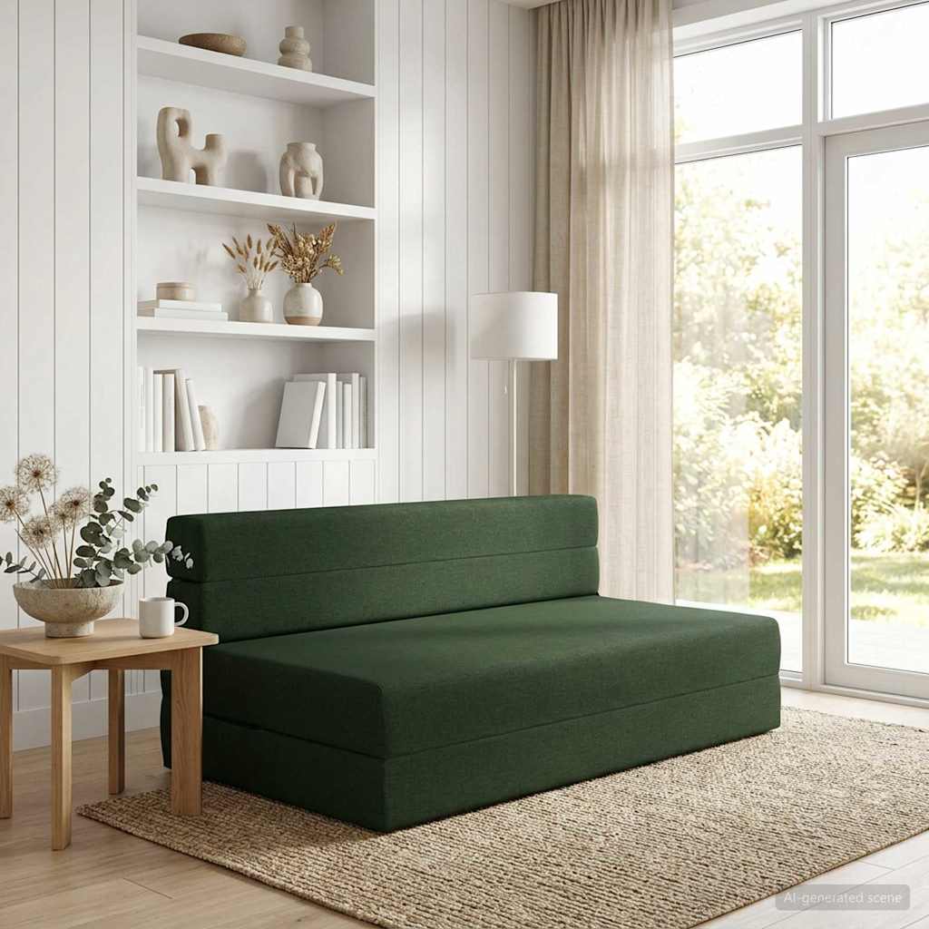 Vouwbare Bankbed Donkergroen 152 x 86,5 x 60 cm Stof