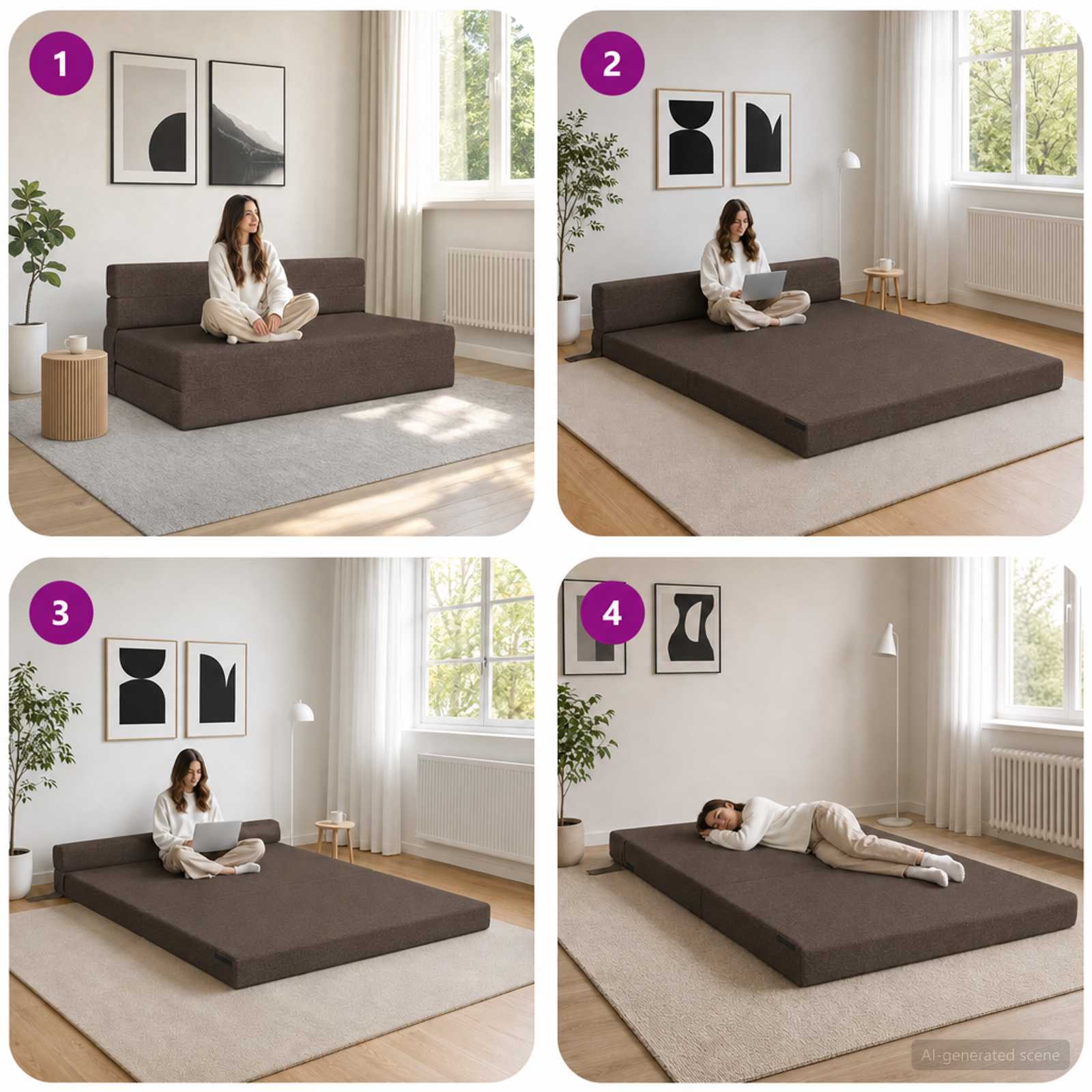 Vouwbare Bankbed Taupe 152 x 86,5 x 60 cm Stof