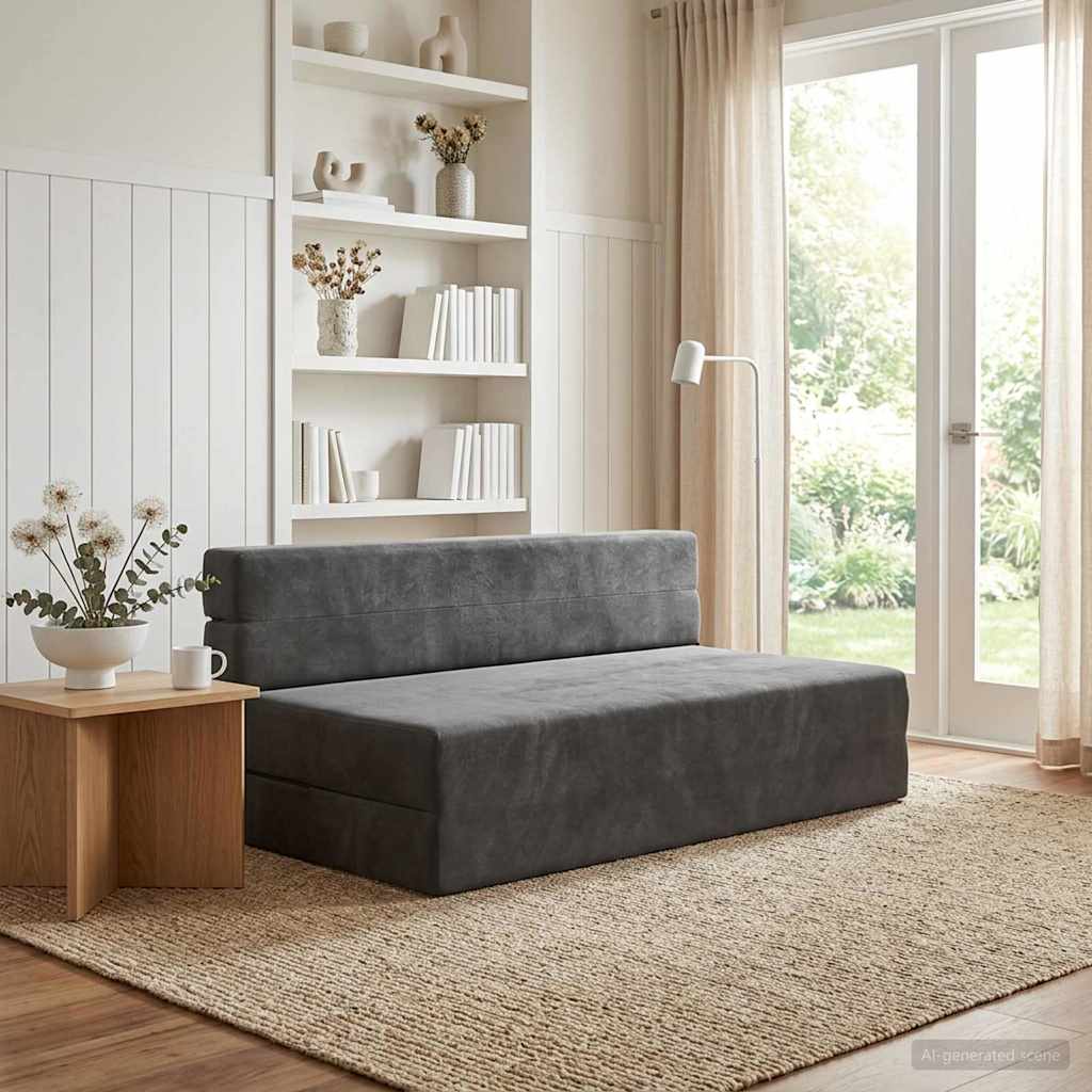 Vouwbare Bankbed Donkergrijs 152 x 86,5 x 60 cm Stof