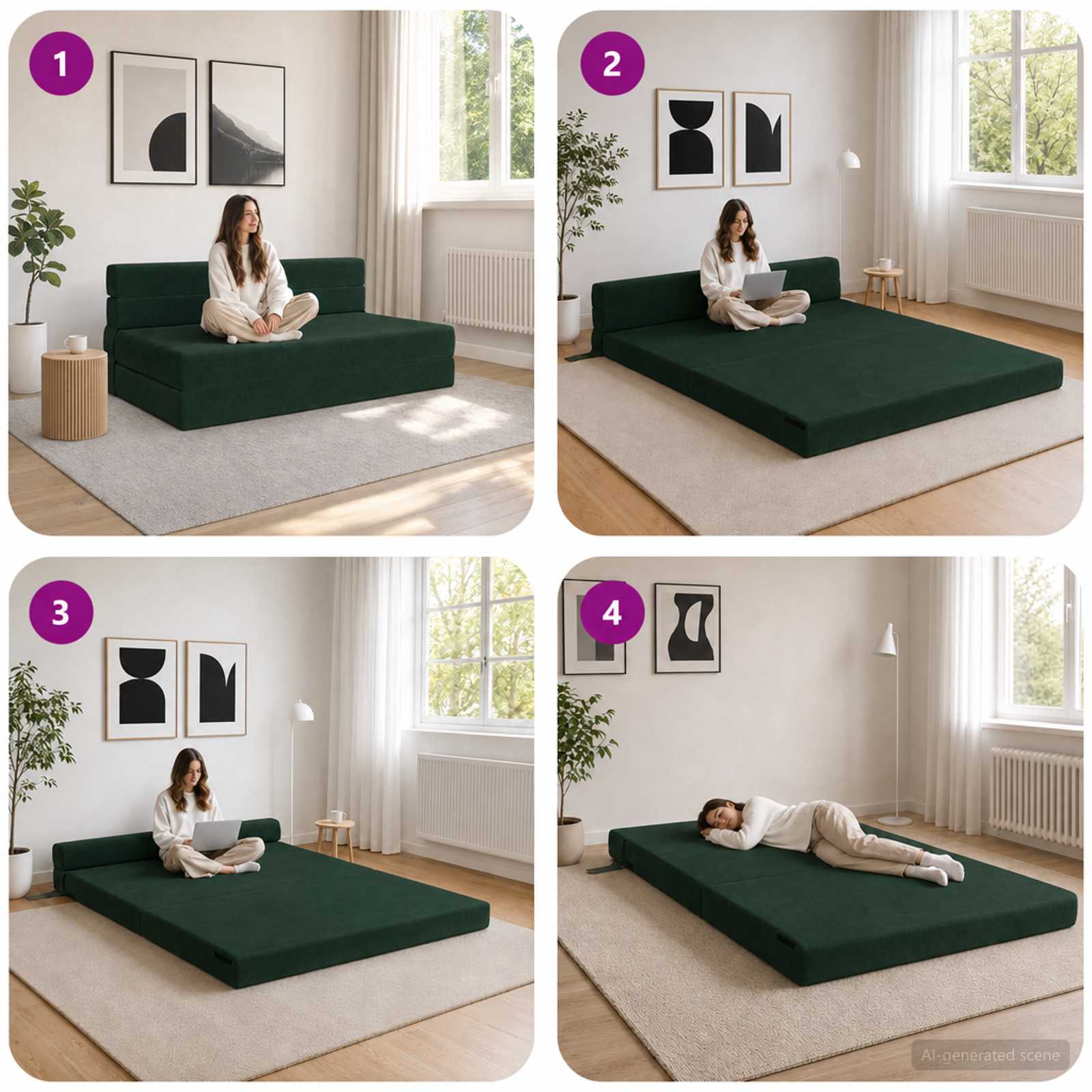 Vouwbare Bankbed Donkergroen 152 x 86,5 x 60 cm Stof