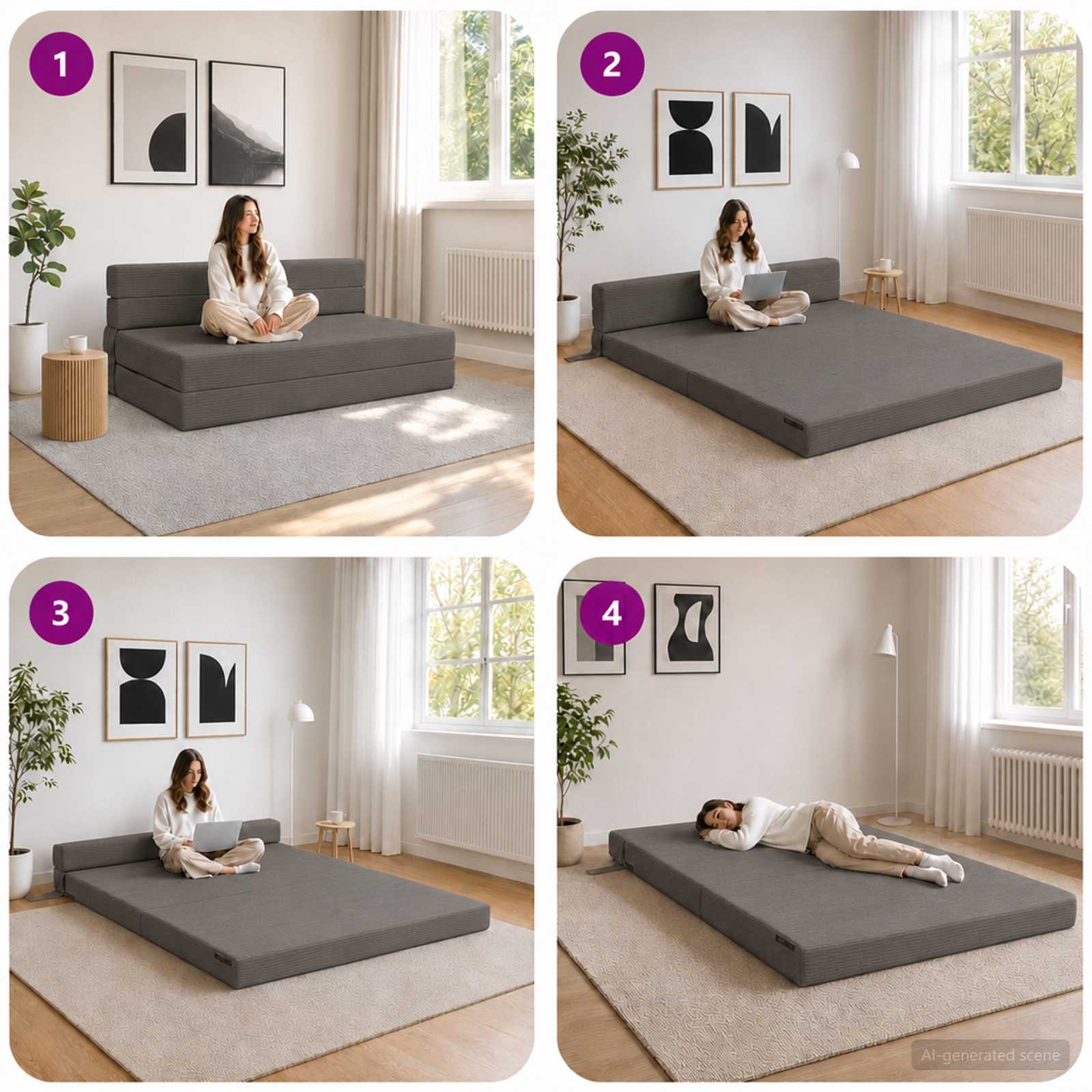 Vouwbare Bankbed Donkergrijs 152 x 86,5 x 60 cm Stof