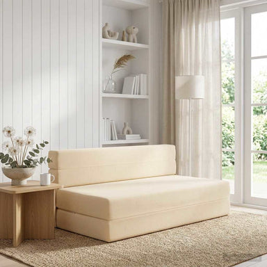 Vouwbare Bankbed Crèmekleurig 152 x 86,5 x 60 cm Stof