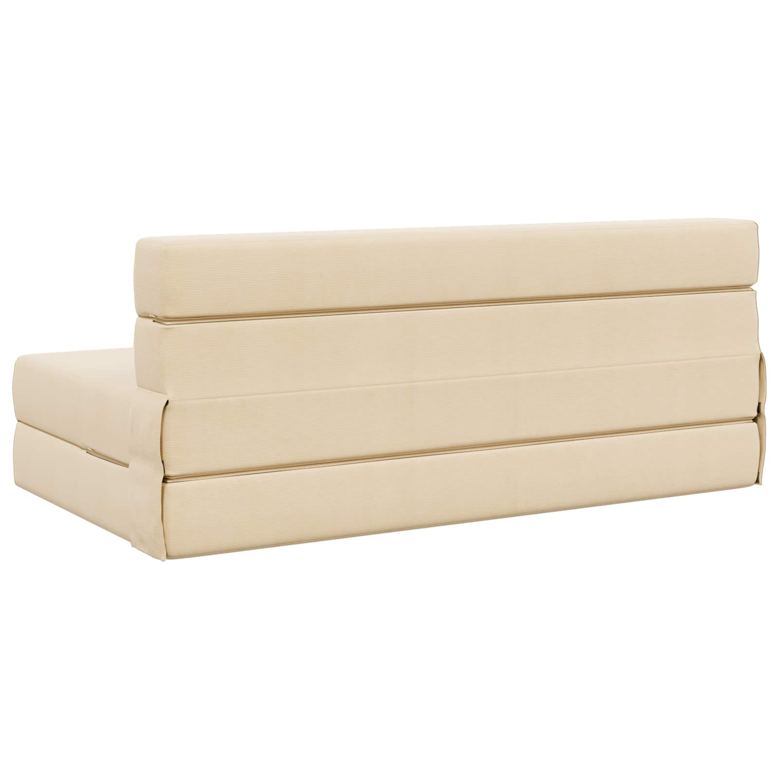 Vouwbare Bankbed Crèmekleurig 152 x 86,5 x 60 cm Stof