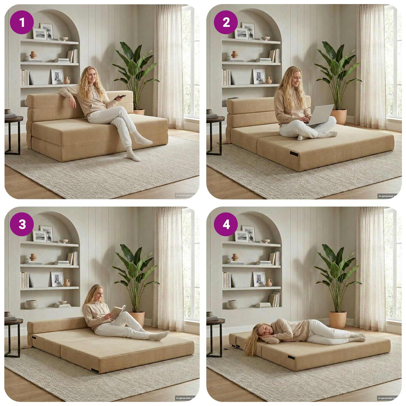 Vouwbare Bankbed Groen Grijs 152 x 86,5 x 60 cm Stof
