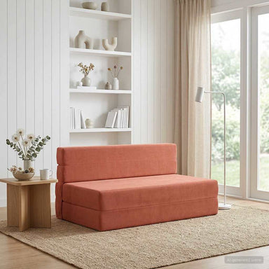 Vouwbare Bankbed Rood-oranje 152 x 86,5 x 60 cm Stof