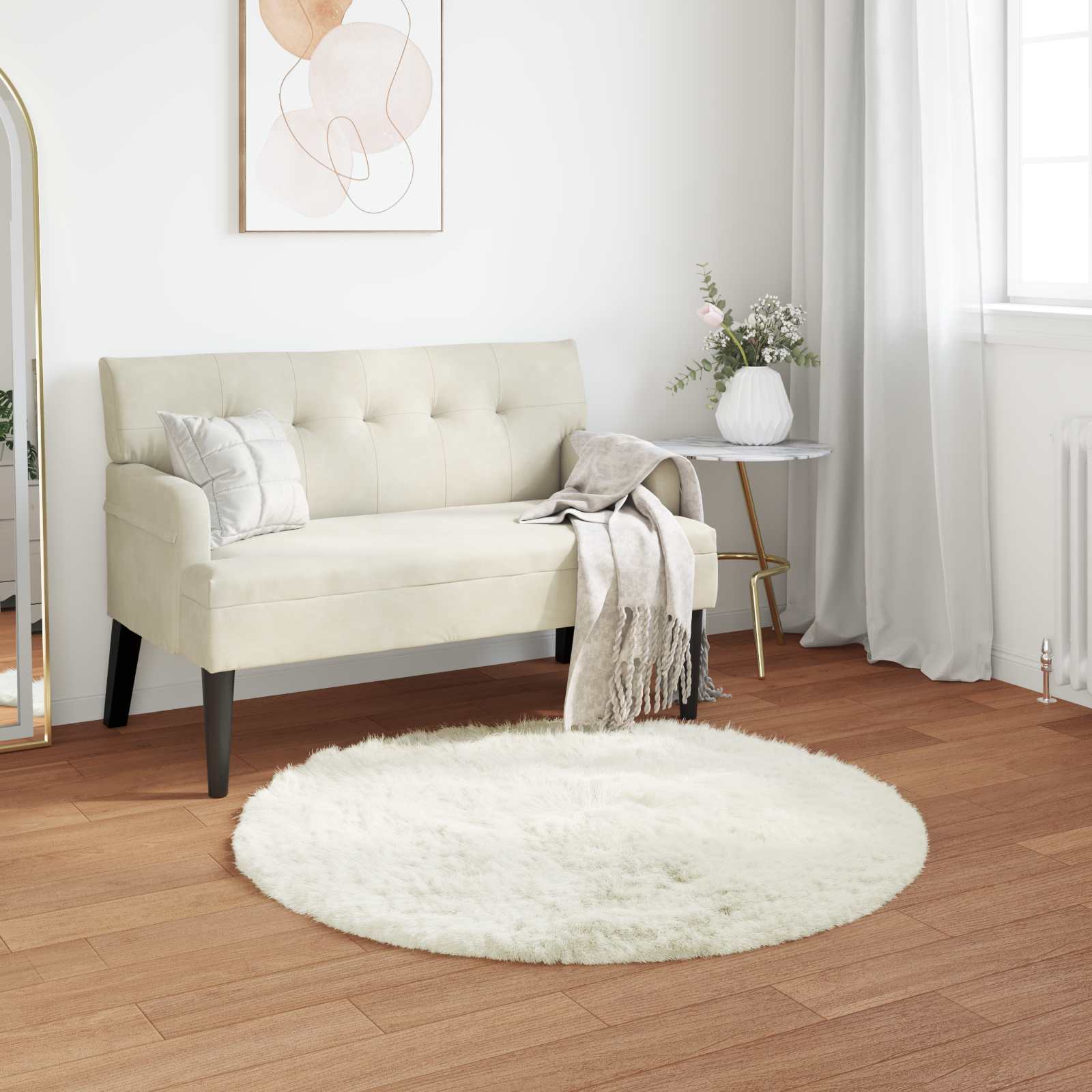 Tapijt van imitatie TAFALLA Wit Ø 80 cm Polyester