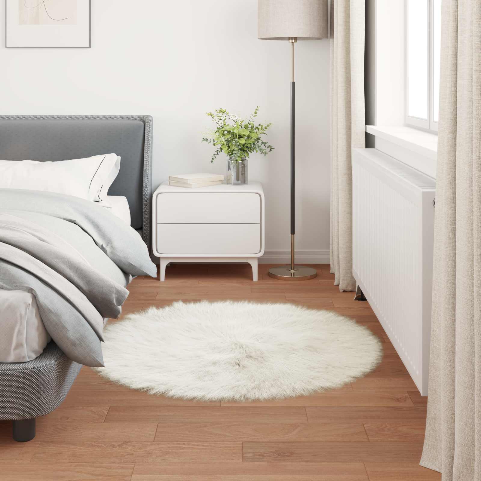 Tapijt van imitatie TAFALLA Wit Ø 80 cm Polyester