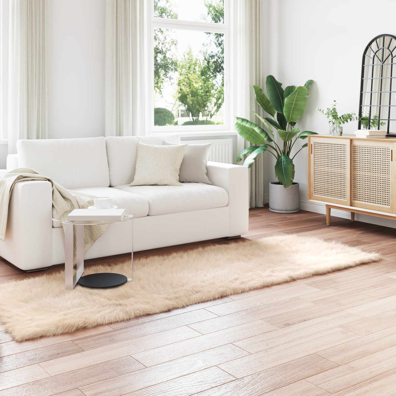 Tapijt van imitatie TAFALLA Beige 80 x 250 cm Polyester