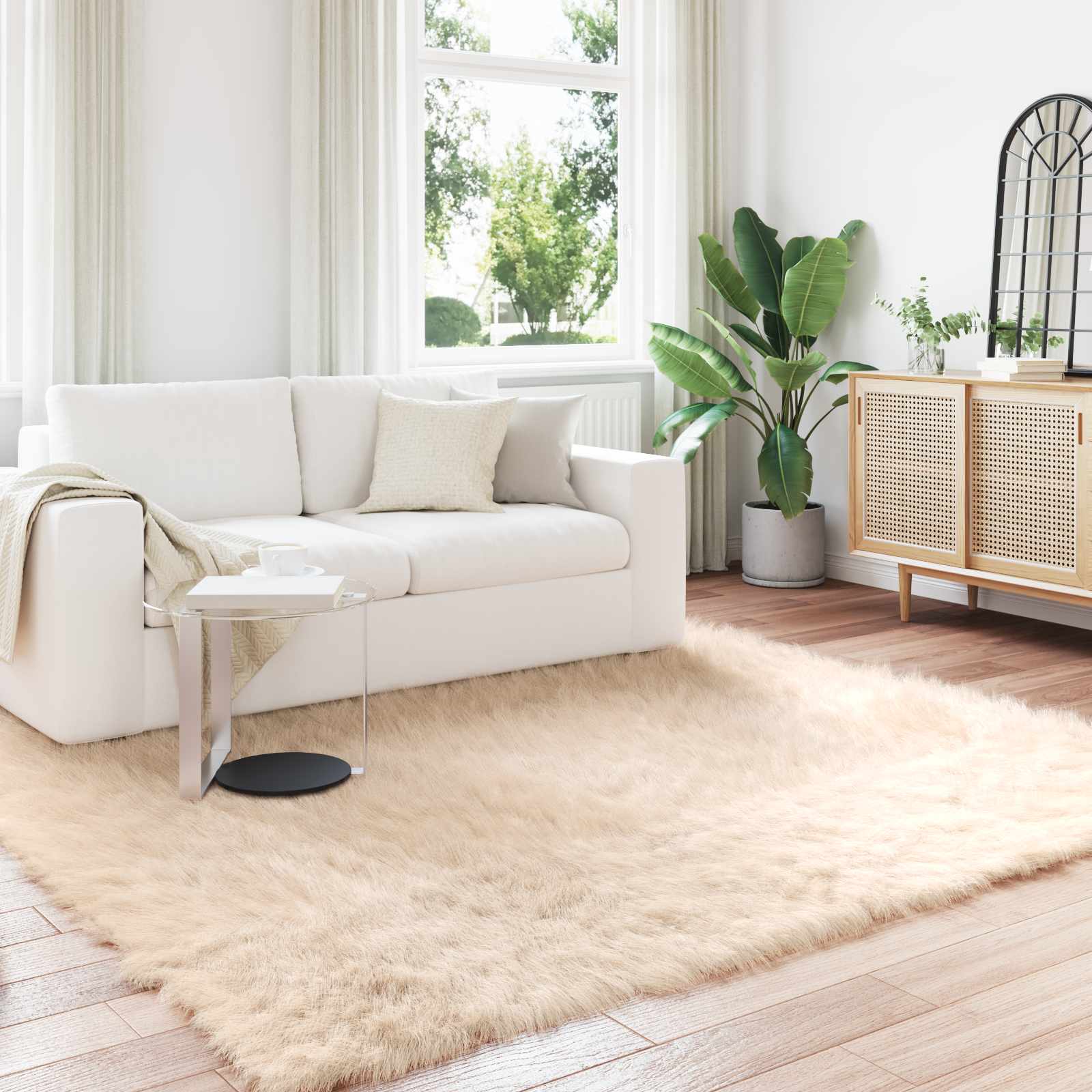Tapijt van imitatie TAFALLA Beige 240 x 240 cm Polyester
