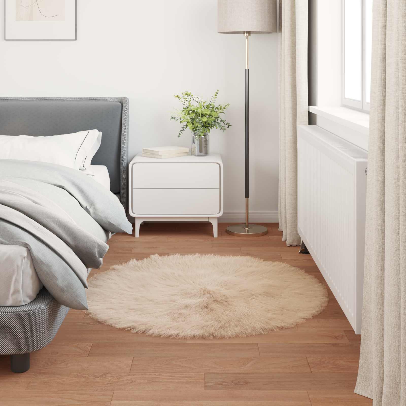 Tapijt van imitatie TAFALLA Beige Ø 80 cm Polyester