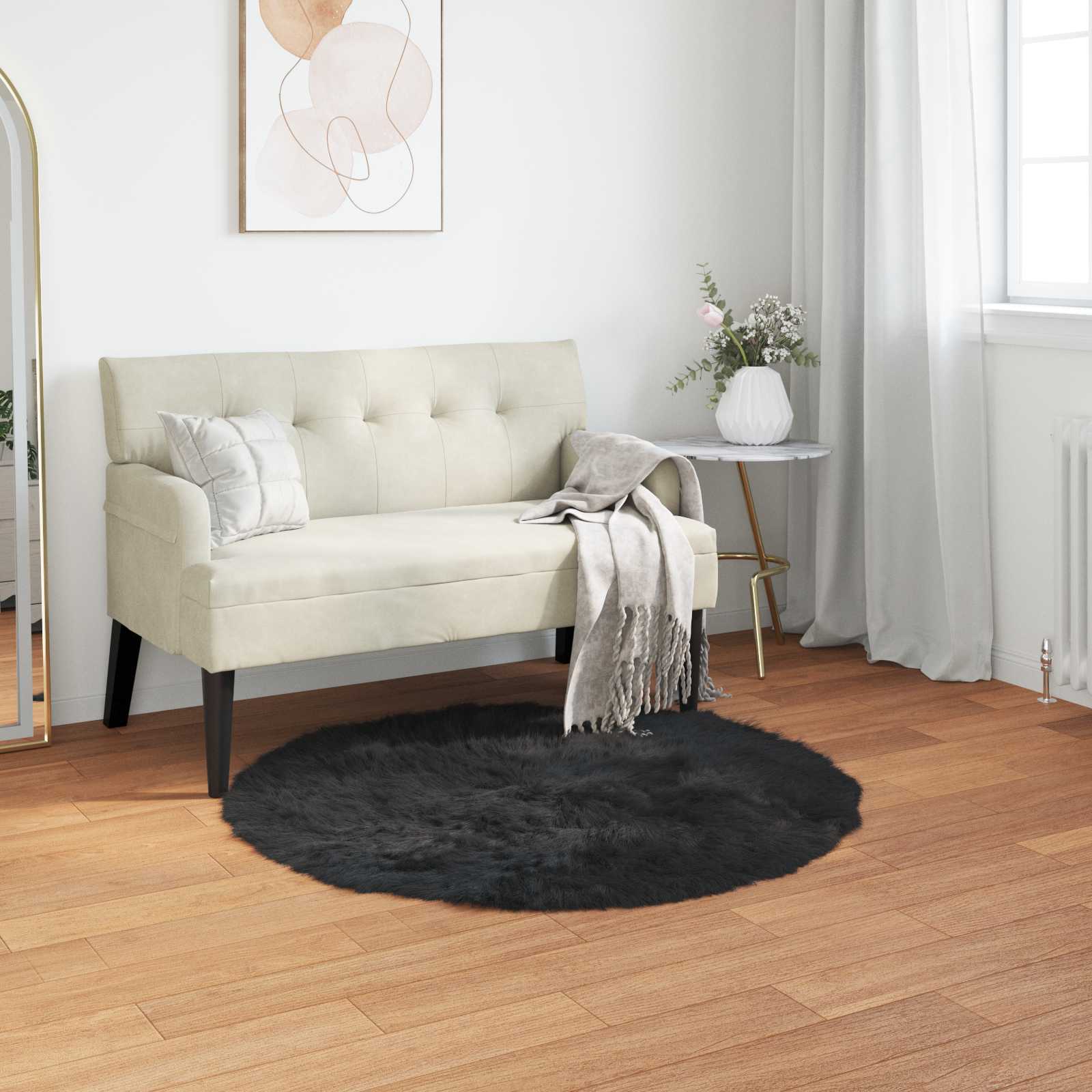 Tapijt van imitatie TAFALLA Zwart Ø 80 cm Polyester