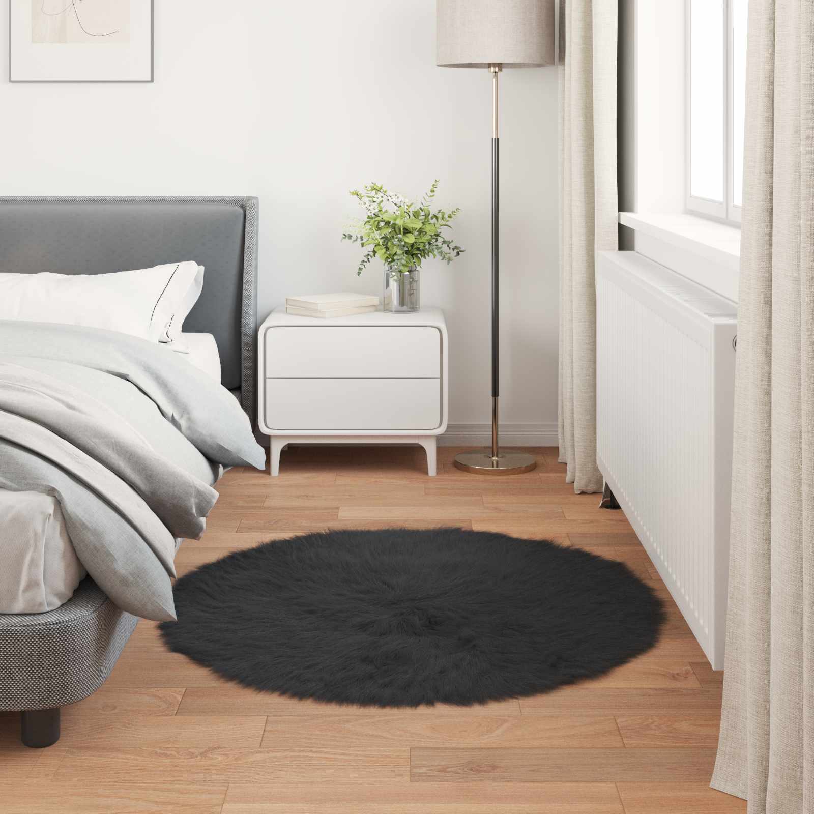 Tapijt van imitatie TAFALLA Zwart Ø 80 cm Polyester