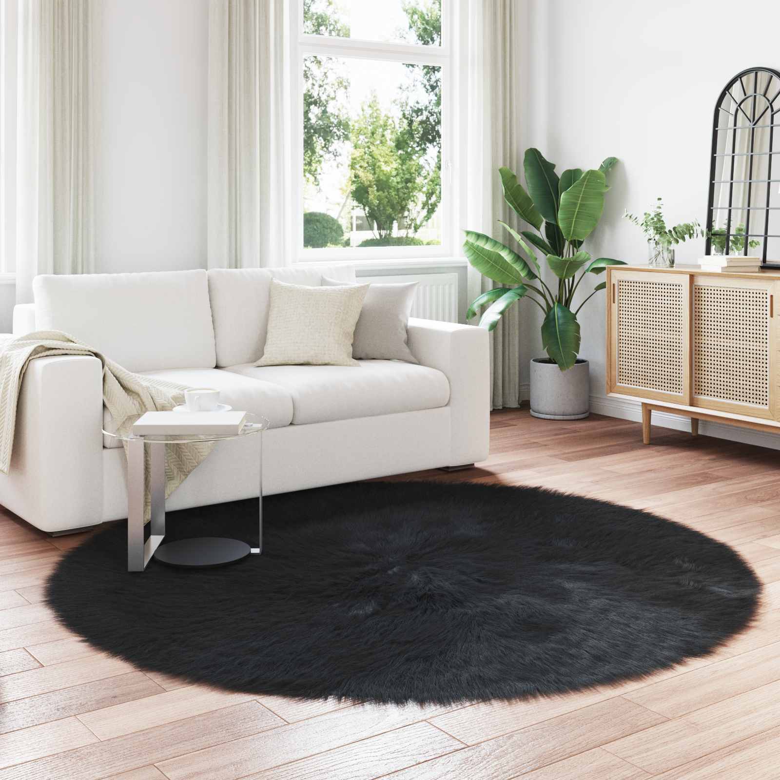 Tapijt van imitatie TAFALLA Zwart Ø 200 cm Polyester