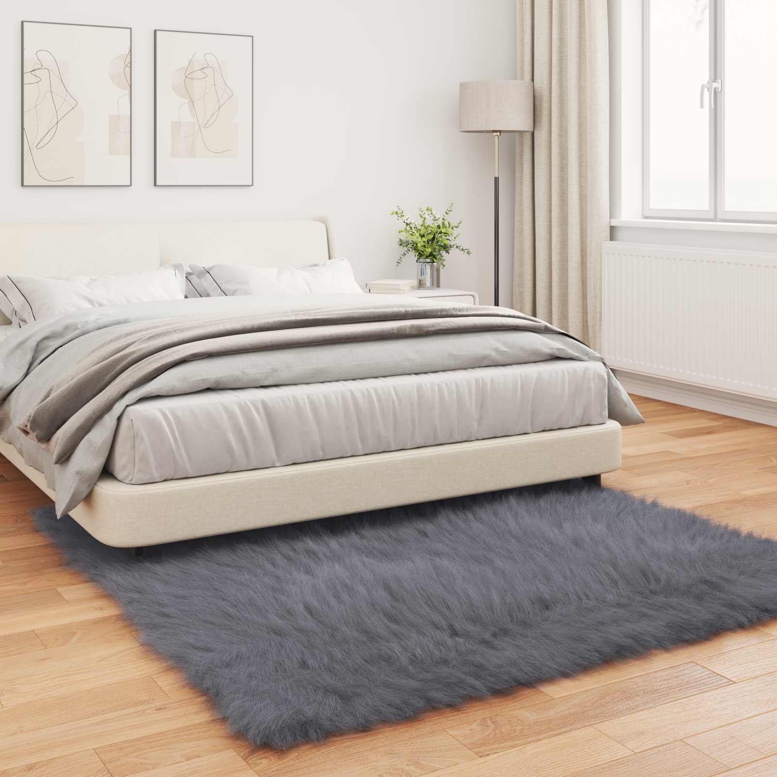 Tapijt van imitatie TAFALLA Antracietkleurig 120 x 120 cm