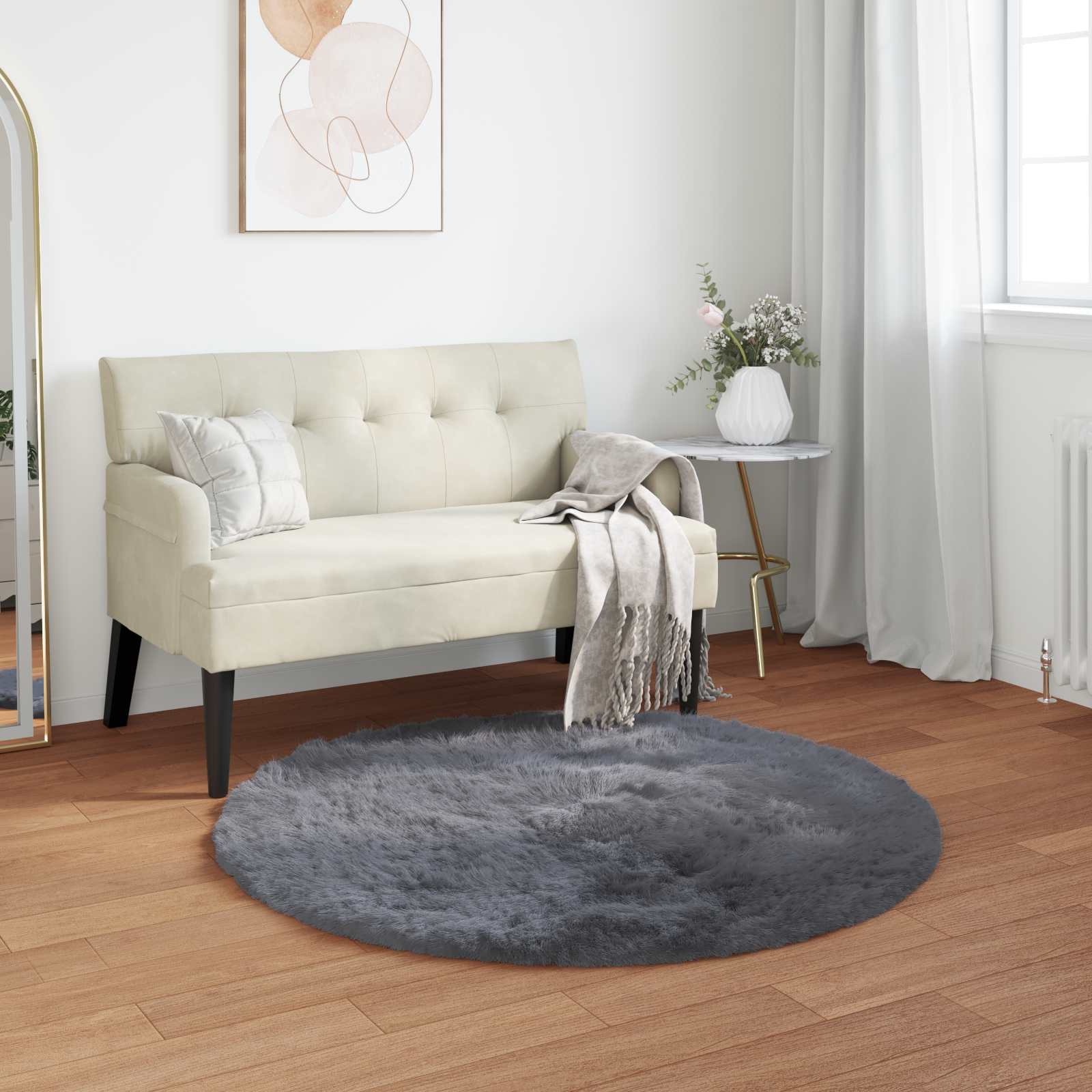 Tapijt van imitatie TAFALLA Antracietkleurig Ø 80 cm Polyester