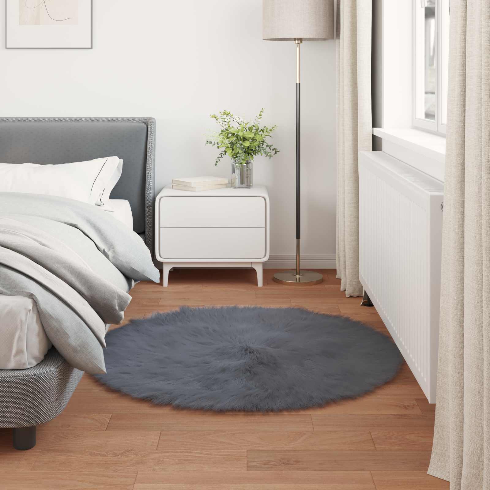 Tapijt van imitatie TAFALLA Antracietkleurig Ø 100 cm Polyester