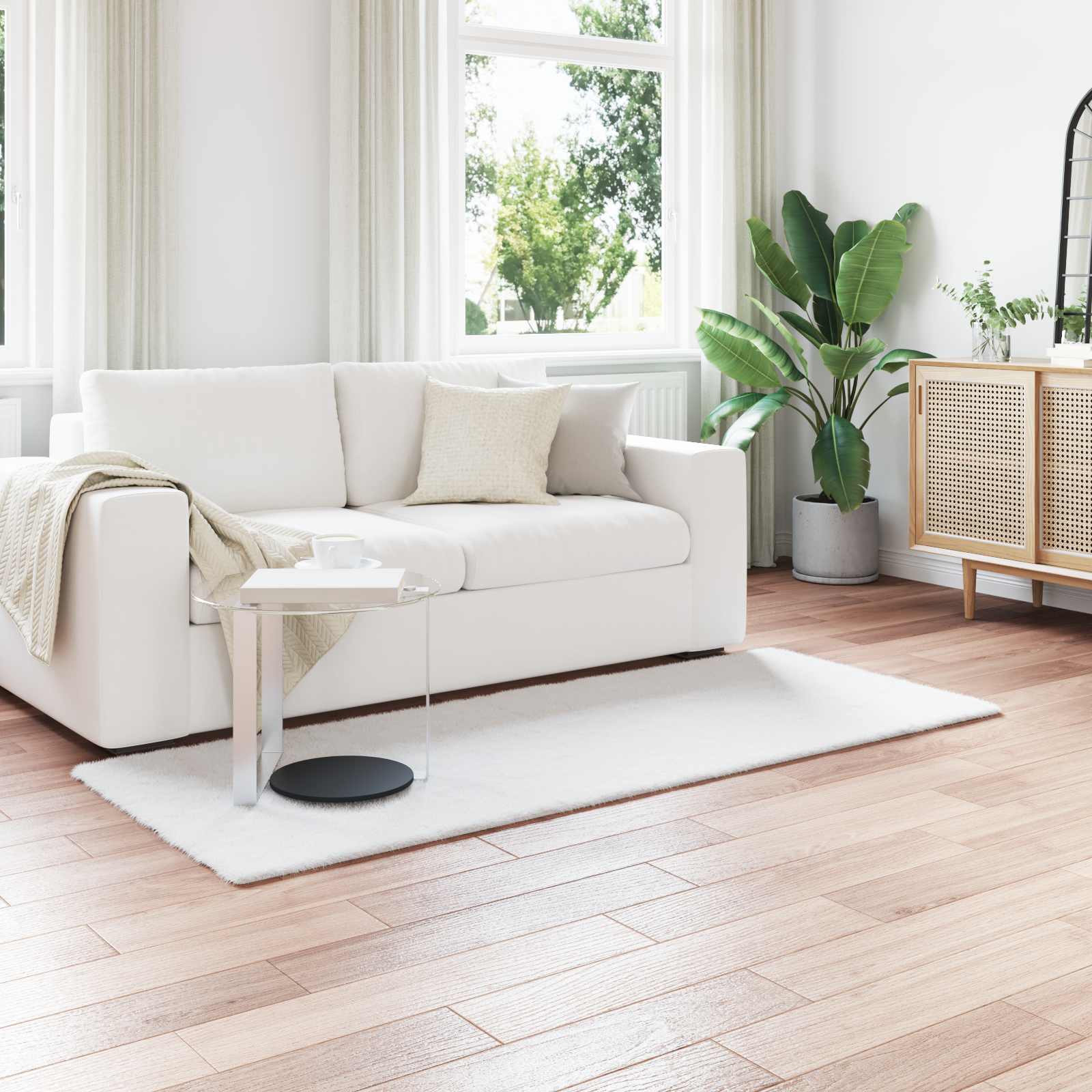 Antislip vloerkleed van imitatie konijnenbont OLITE Wit