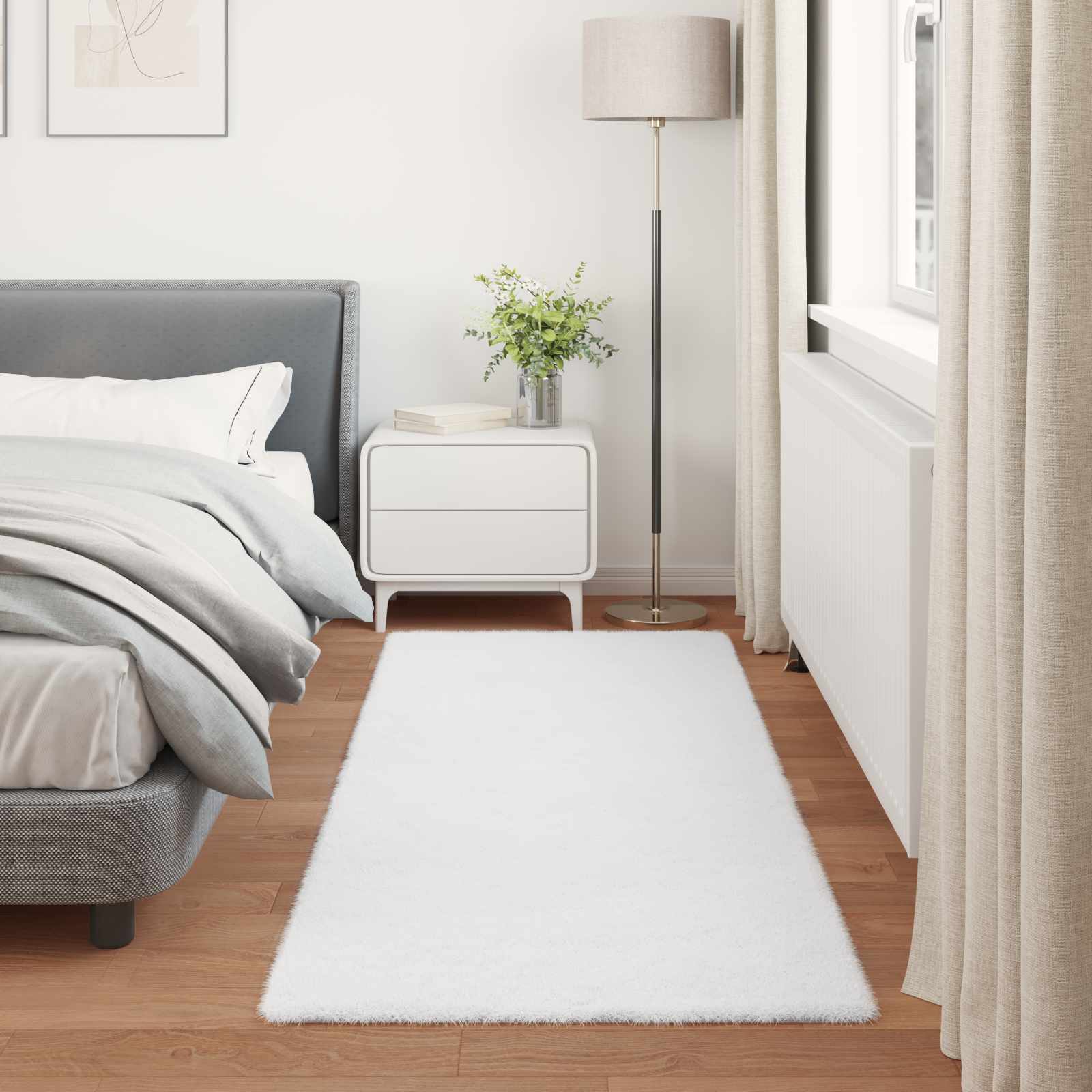 Antislip vloerkleed van imitatie konijnenbont OLITE Wit