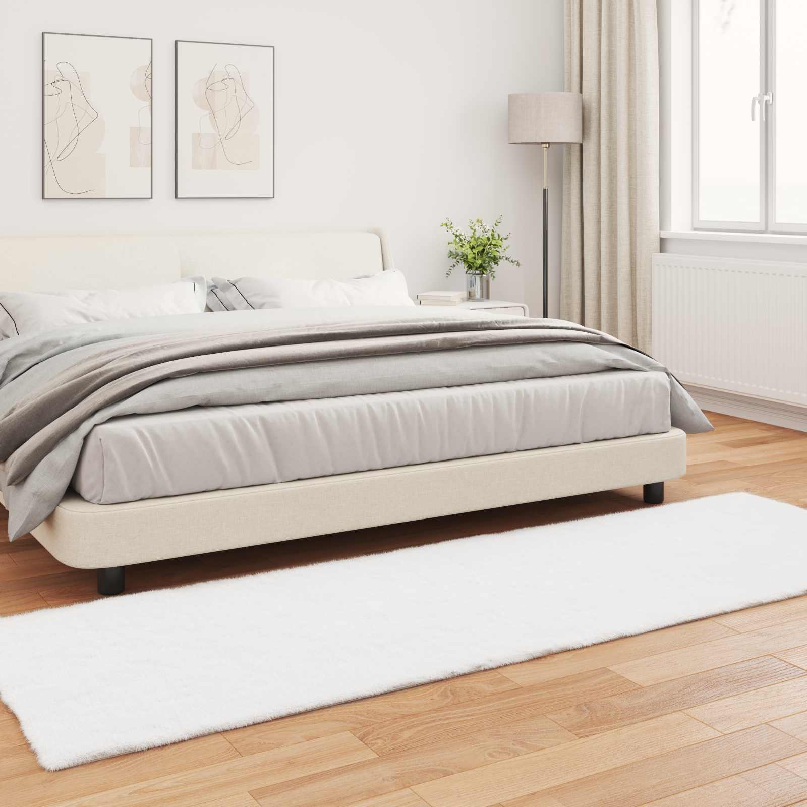 Antislip vloerkleed van imitatie konijnenbont OLITE Wit
