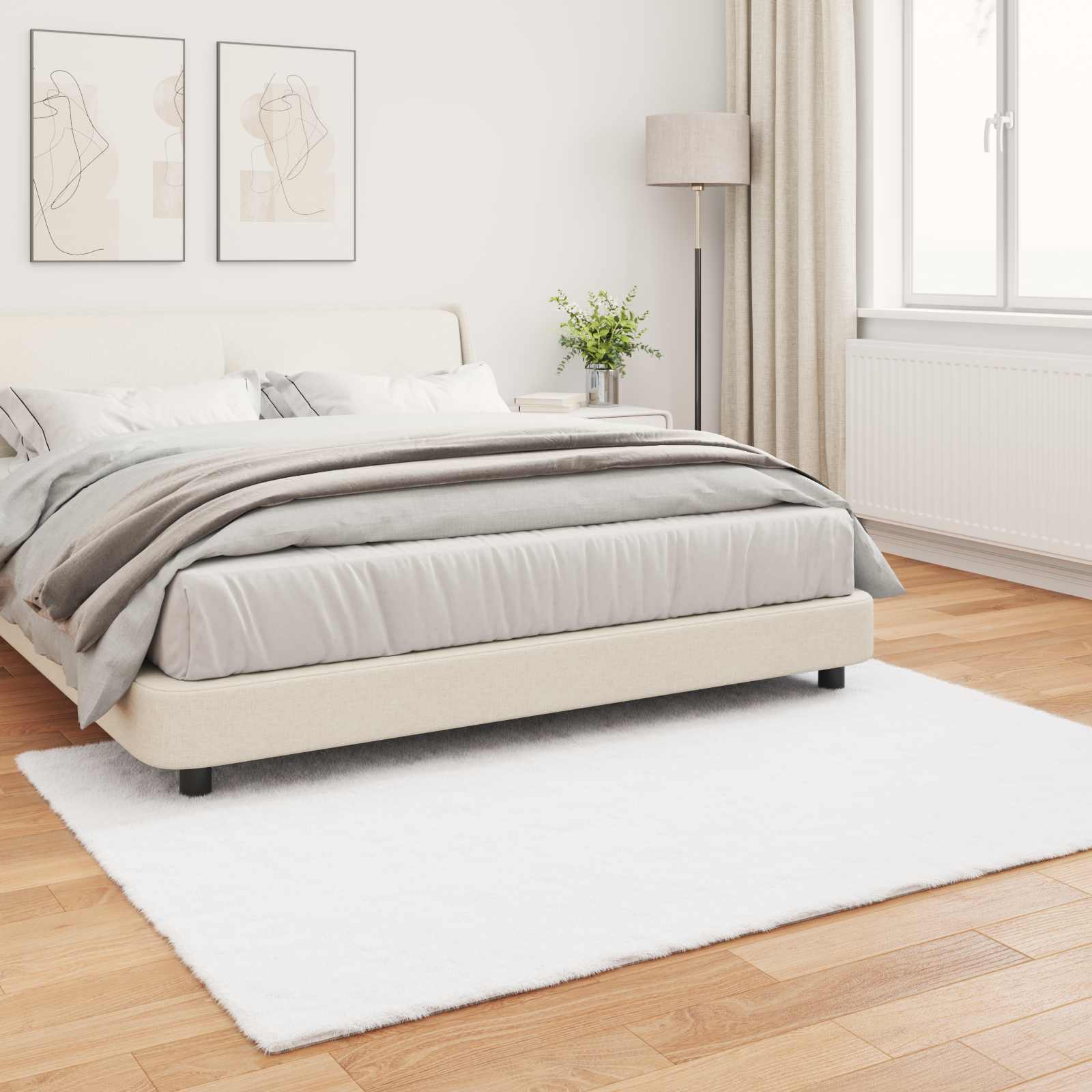 Antislip vloerkleed van imitatie konijnenbont OLITE Wit